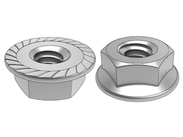 ASME B18.2.2.12 Zeskantflensmoeren met spievertanding (met antislipvertanding)